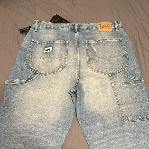 Lee Vintage Modern High Rise Dungaree Ankle Painters Jeans Carpenter - Picture 10 of 11